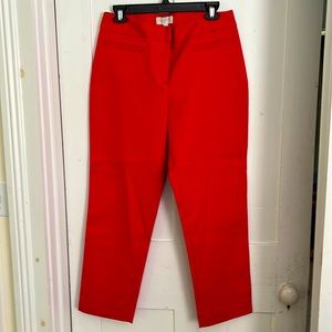 Talbots.  Red. ankle length. Cotton. No back pockets. Slit at hem.  New / tags.